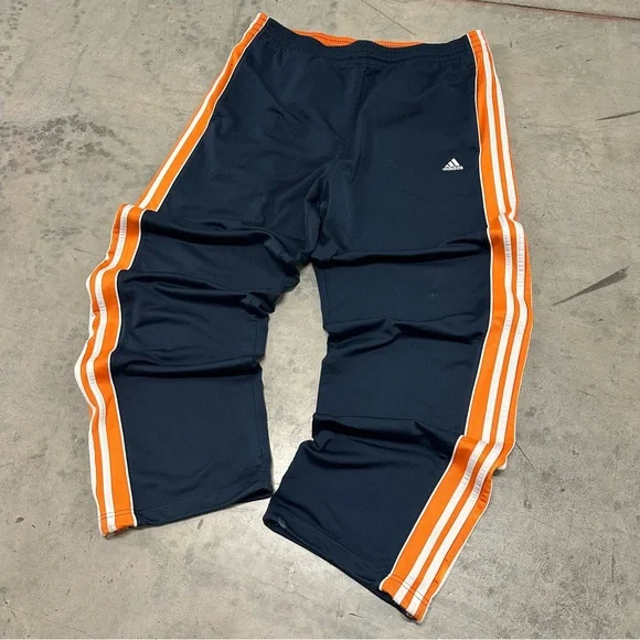 Vintage Y2K Adidas Mens Large Spell Out Striped Wide Leg Sweatpants Pants - Picture 2 of 13